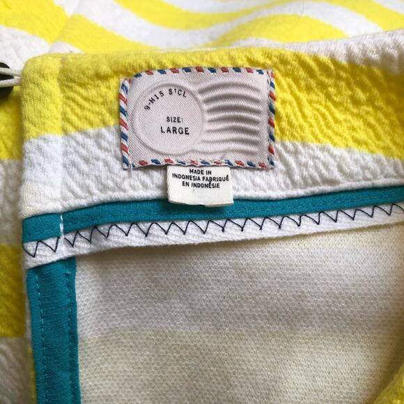 Anthropologie Postmark bright ruffle sleeve blouse yellow and white stripes - Picture 4 of 4